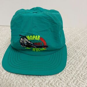 Vintage Mopar Top Wrench 90's Drag Racing Car Teal Snapback Hat Cap Made in USA